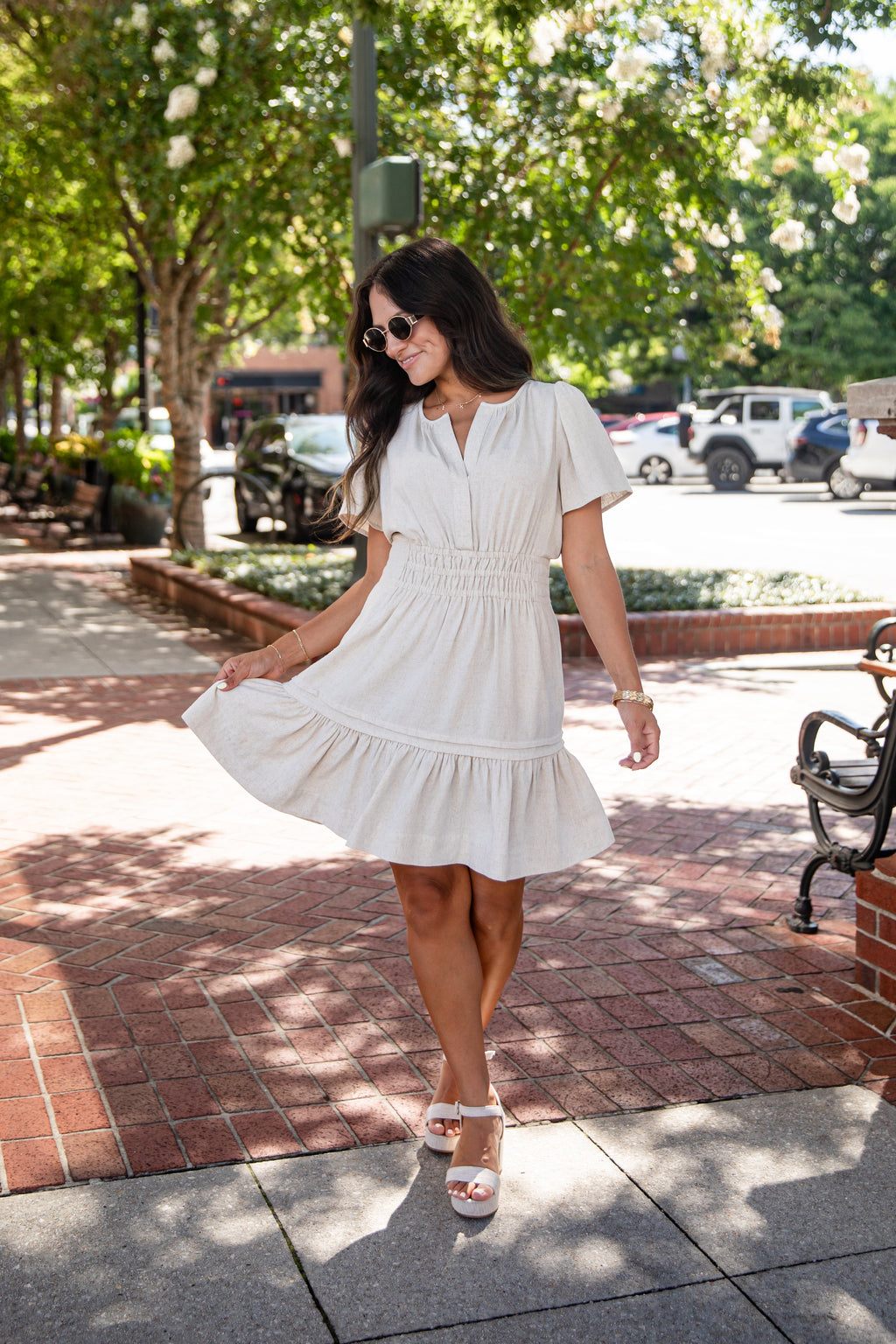 Apple Orchid Smocked Waist Mini Dress