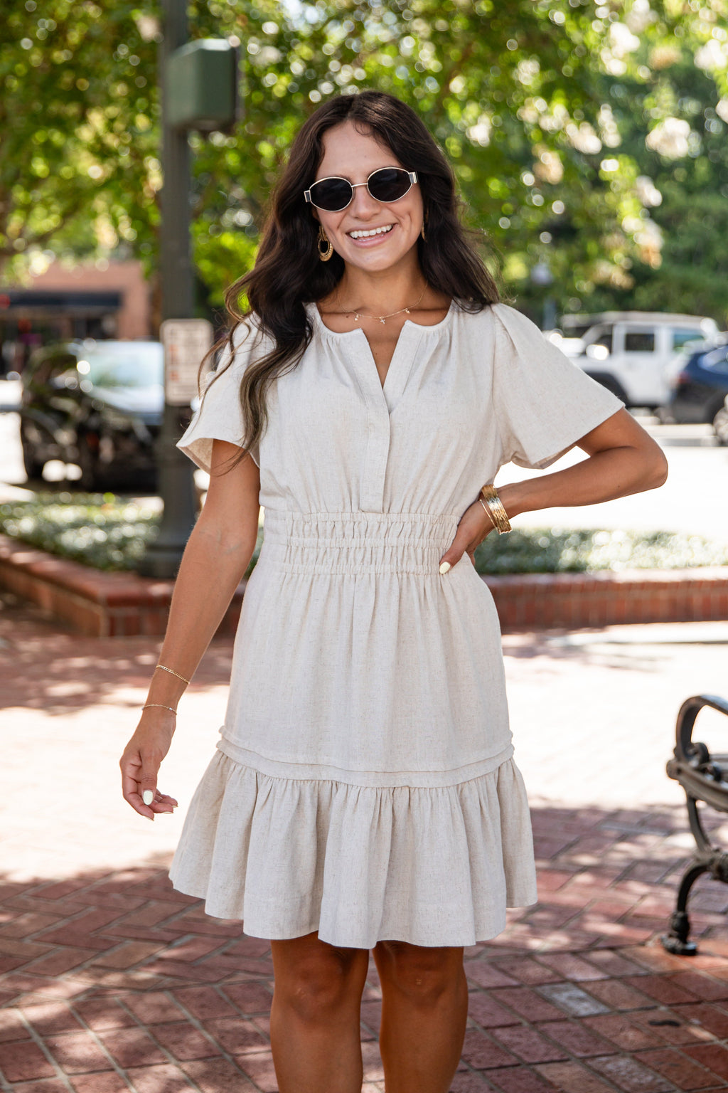 Apple Orchid Smocked Waist Mini Dress