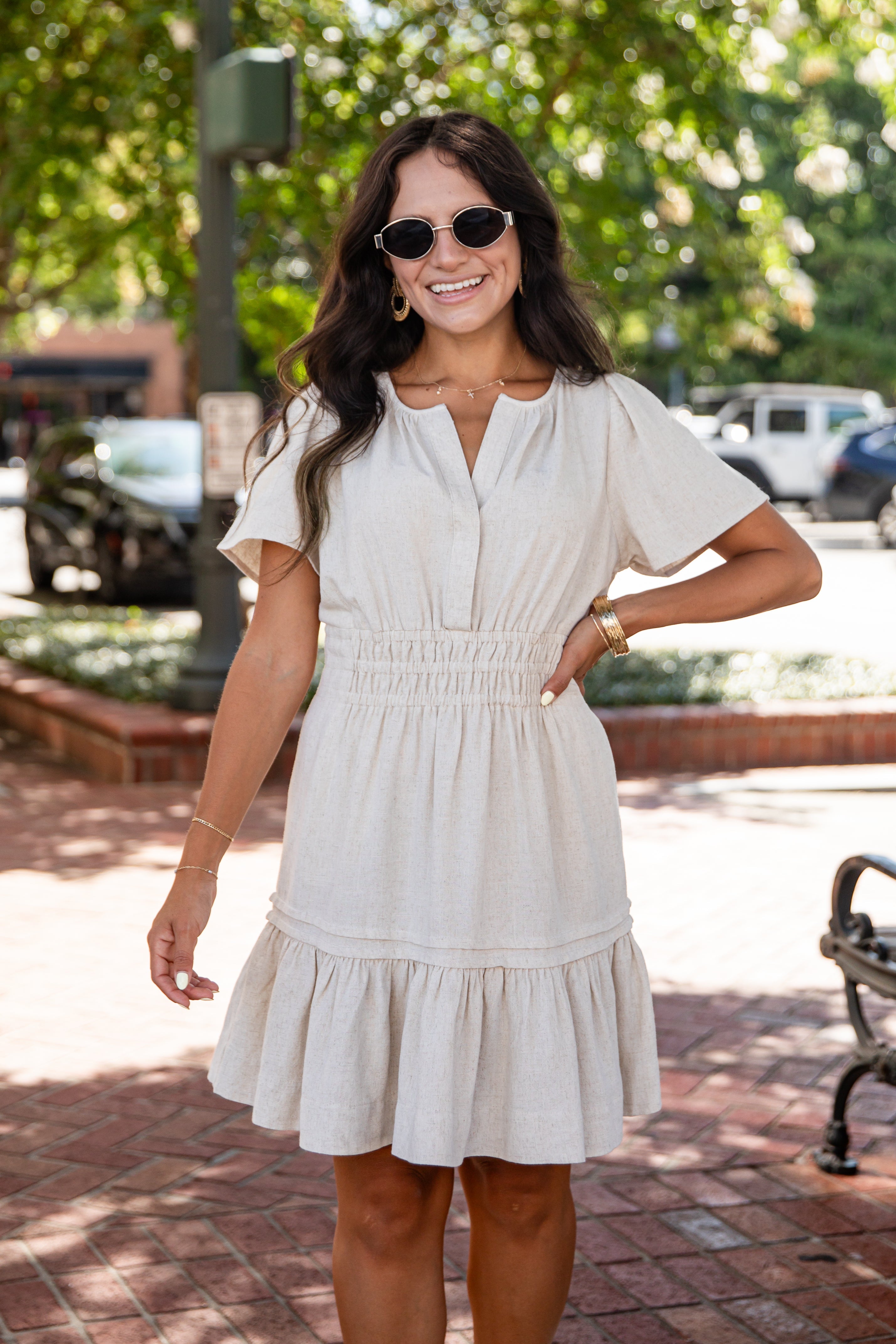 Apple Orchid Smocked Waist Mini Dress
