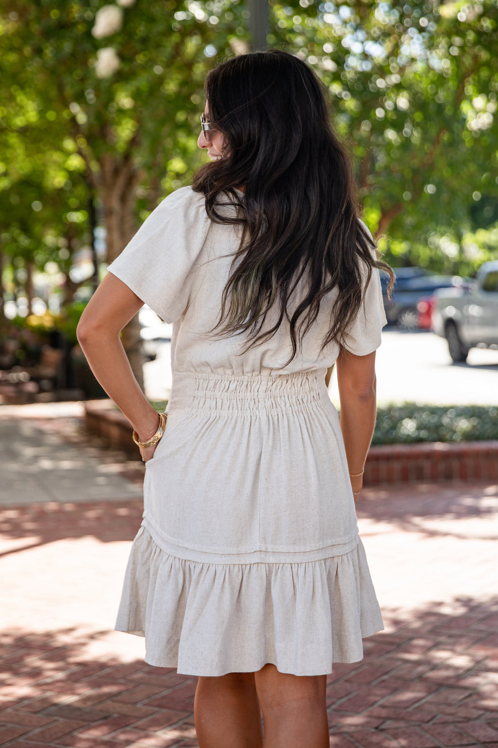 Apple Orchid Smocked Waist Mini Dress