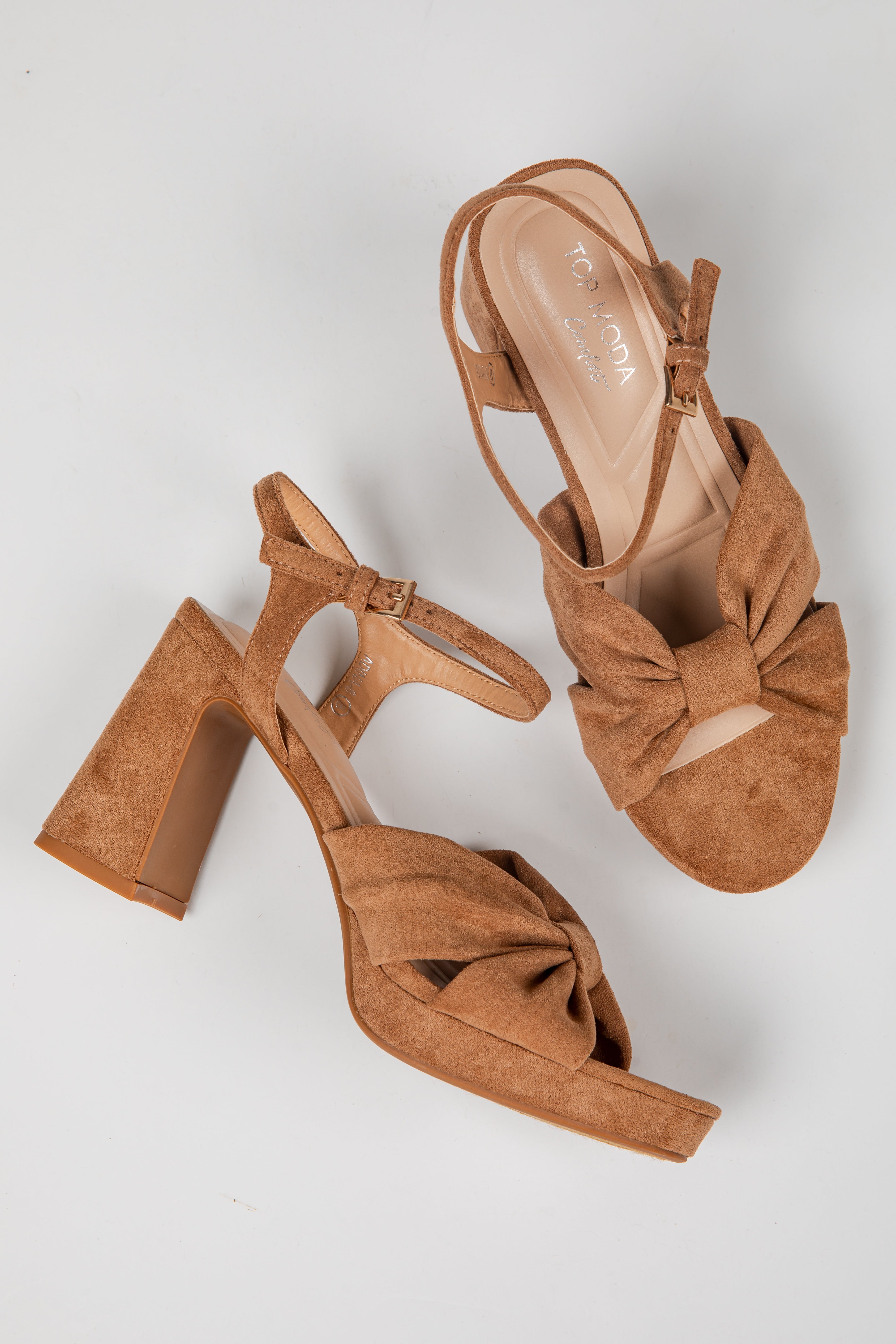 Top Of The List Bow Suede Block Heels