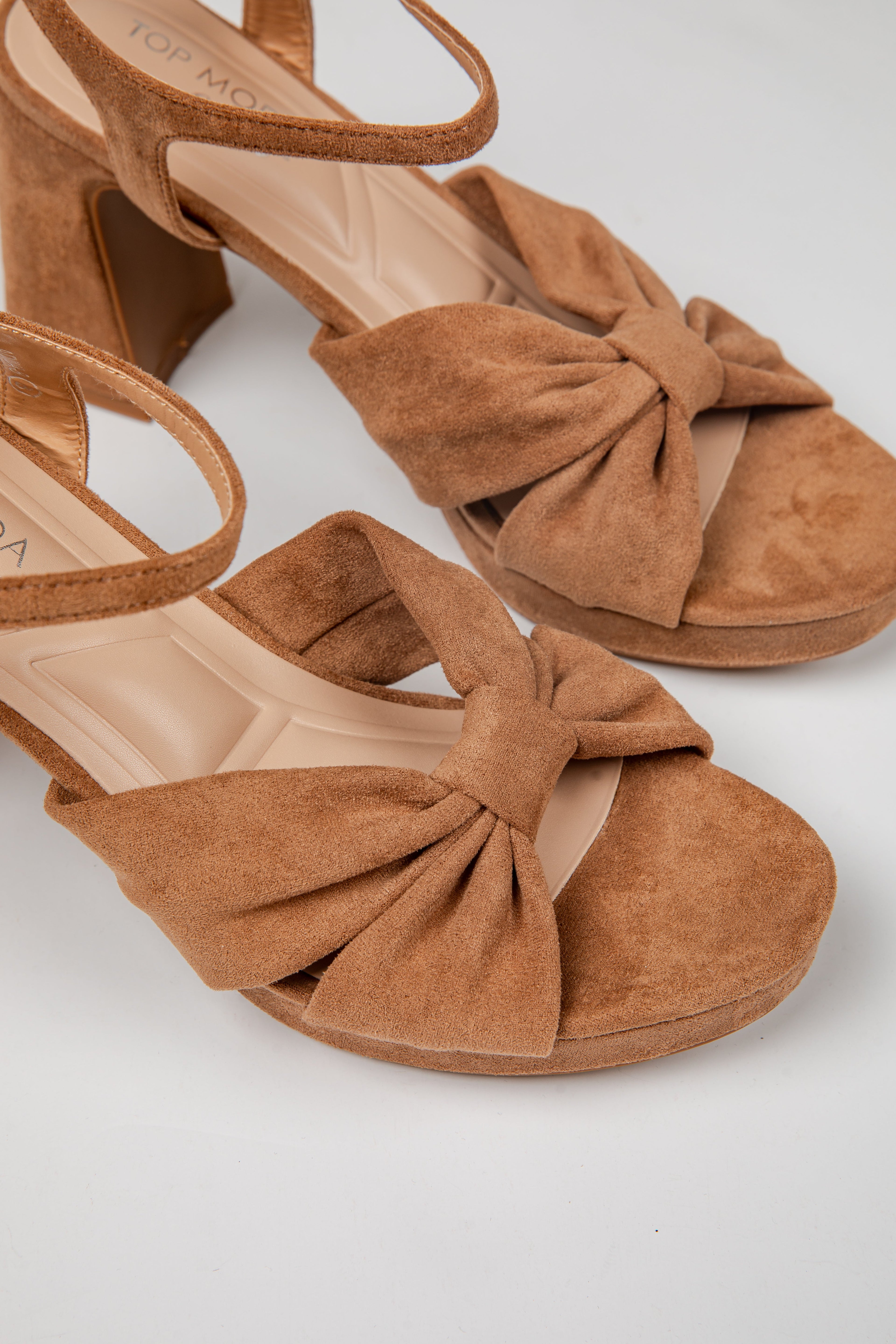 Top Of The List Bow Suede Block Heels