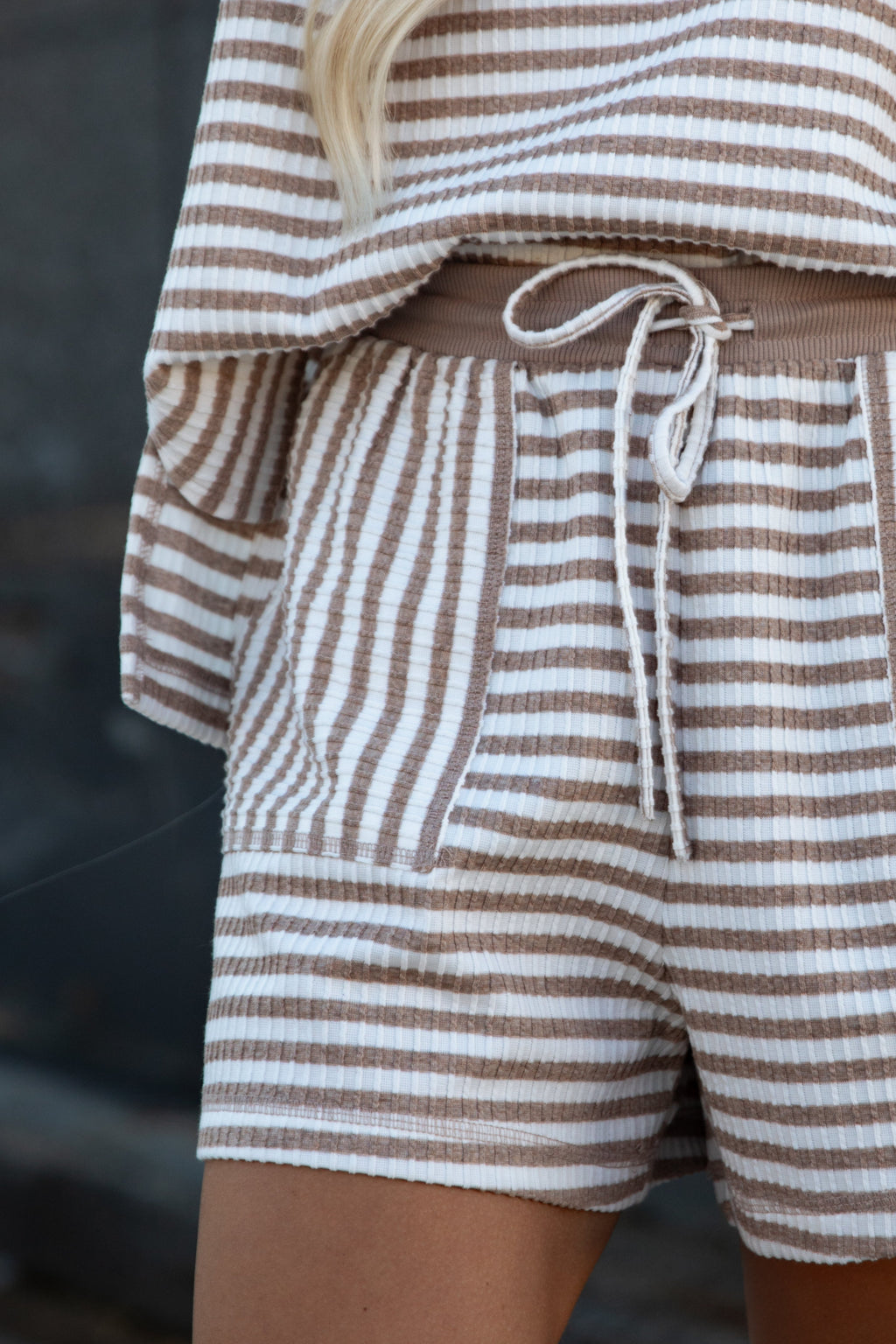 Comfiest Trend Stripe Taupe Lounge Shorts