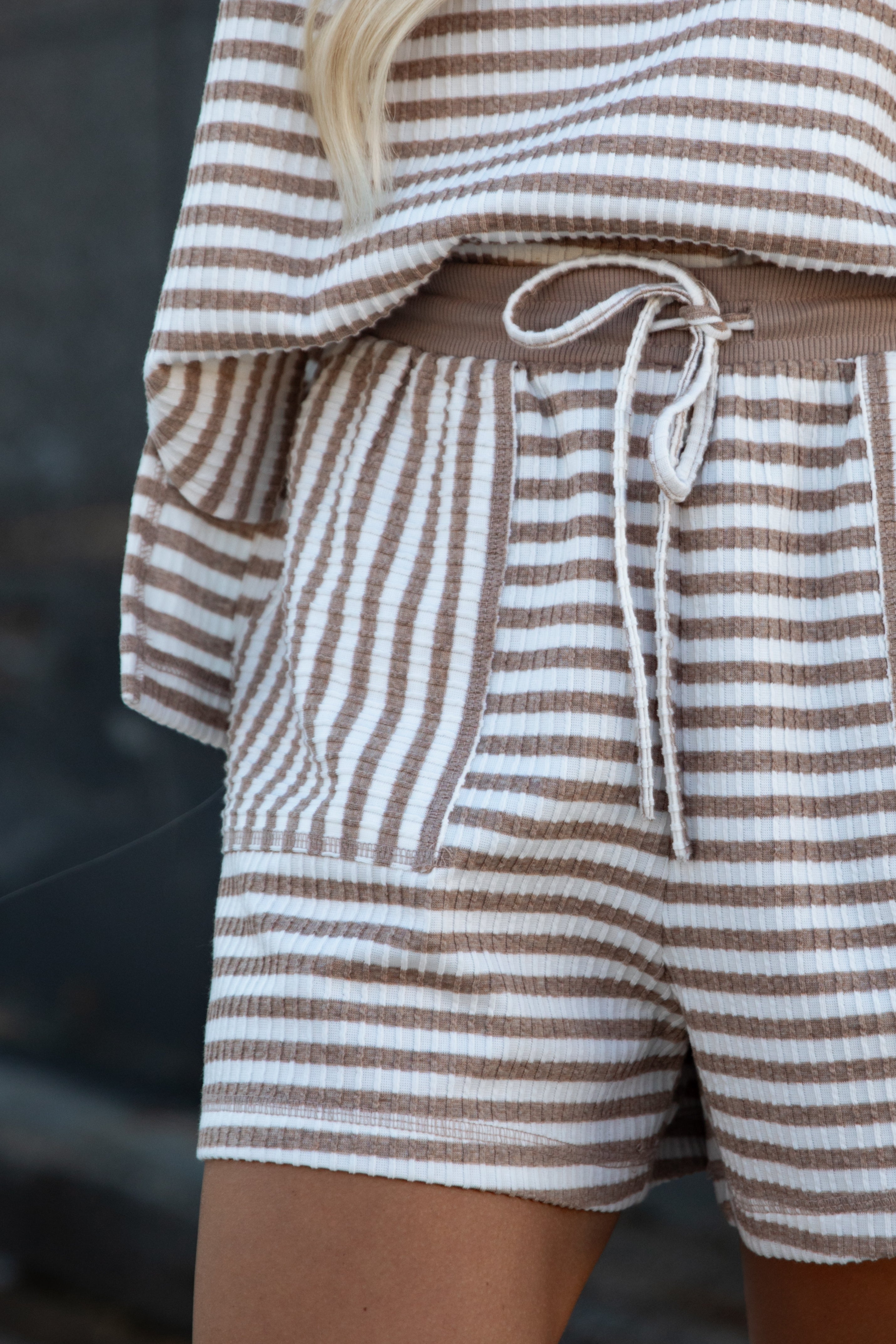 Comfiest Trend Stripe Taupe Lounge Shorts