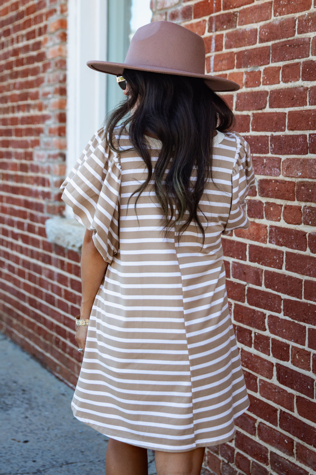 Sweet Seasons Striped Puff Sleeve Mini Dress