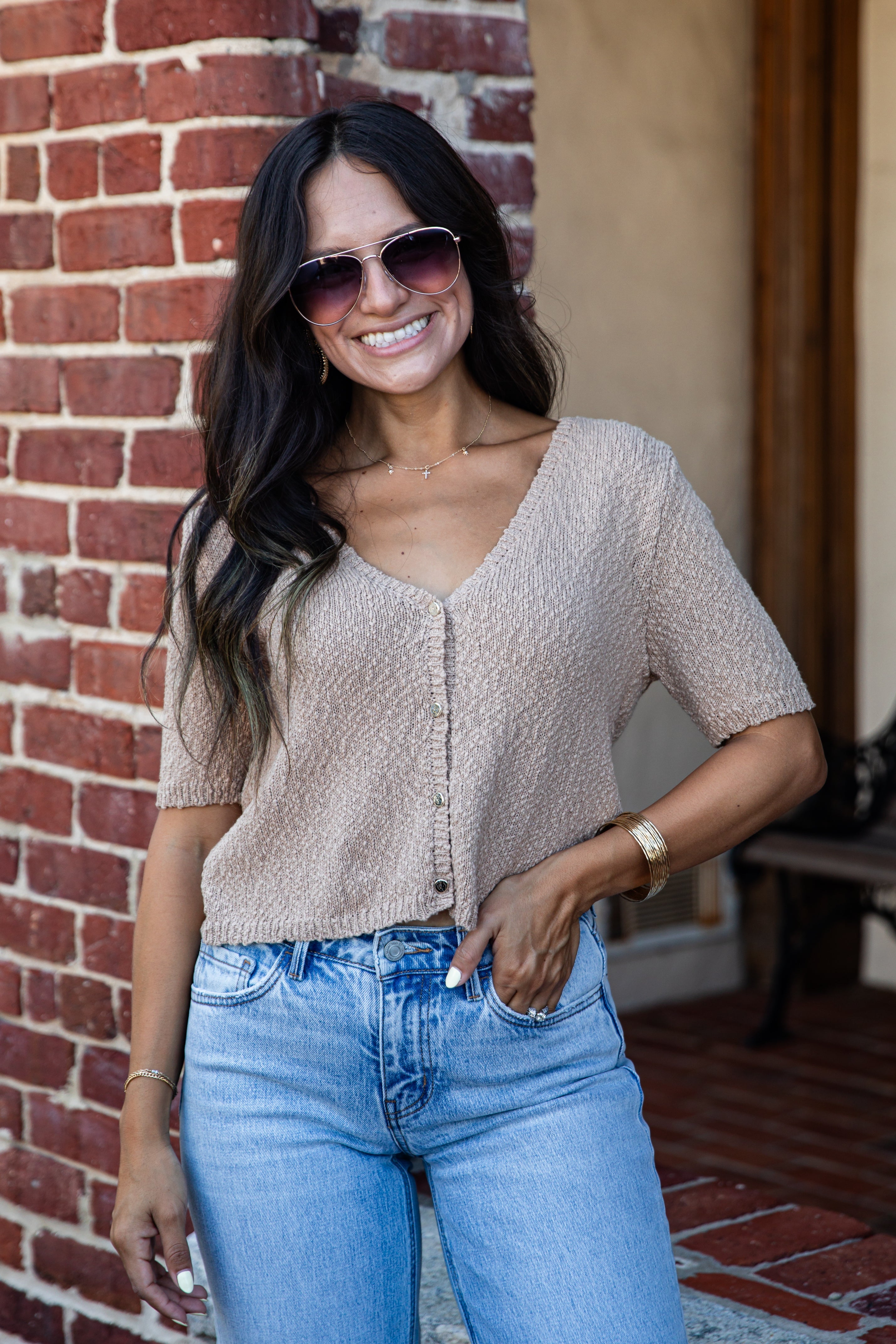 Crisp Mornings Textured Cardigan Top