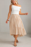 Harvest Breeze Taupe Tiered Maxi Skirt