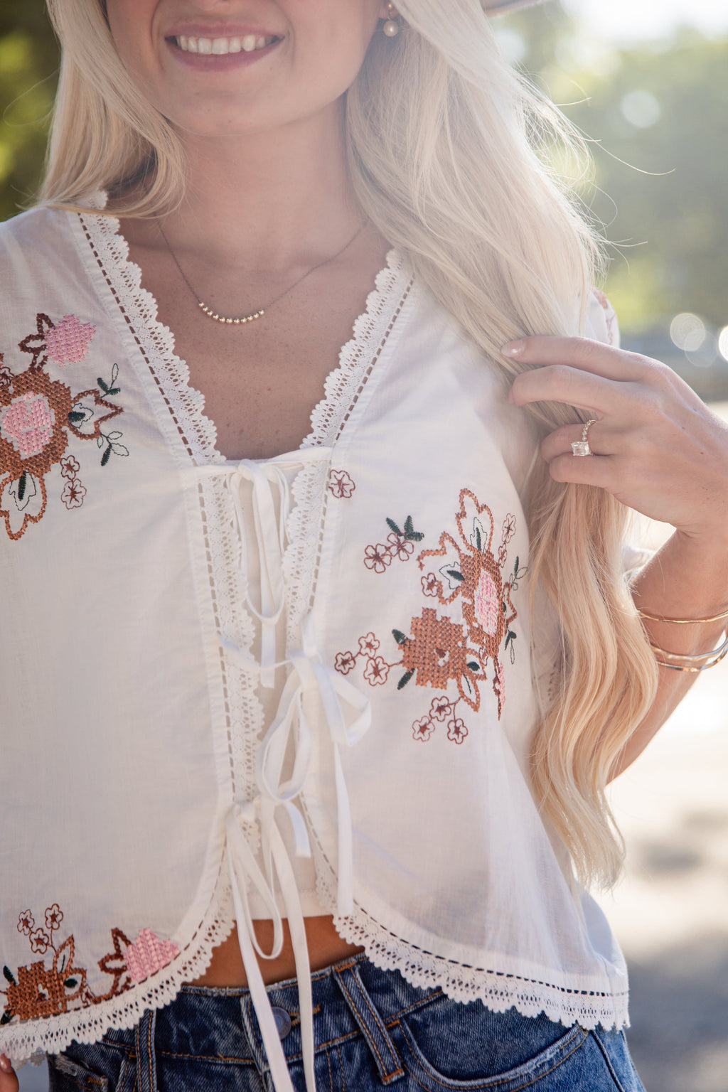Wildflower Wishes White Embroidered Blouse