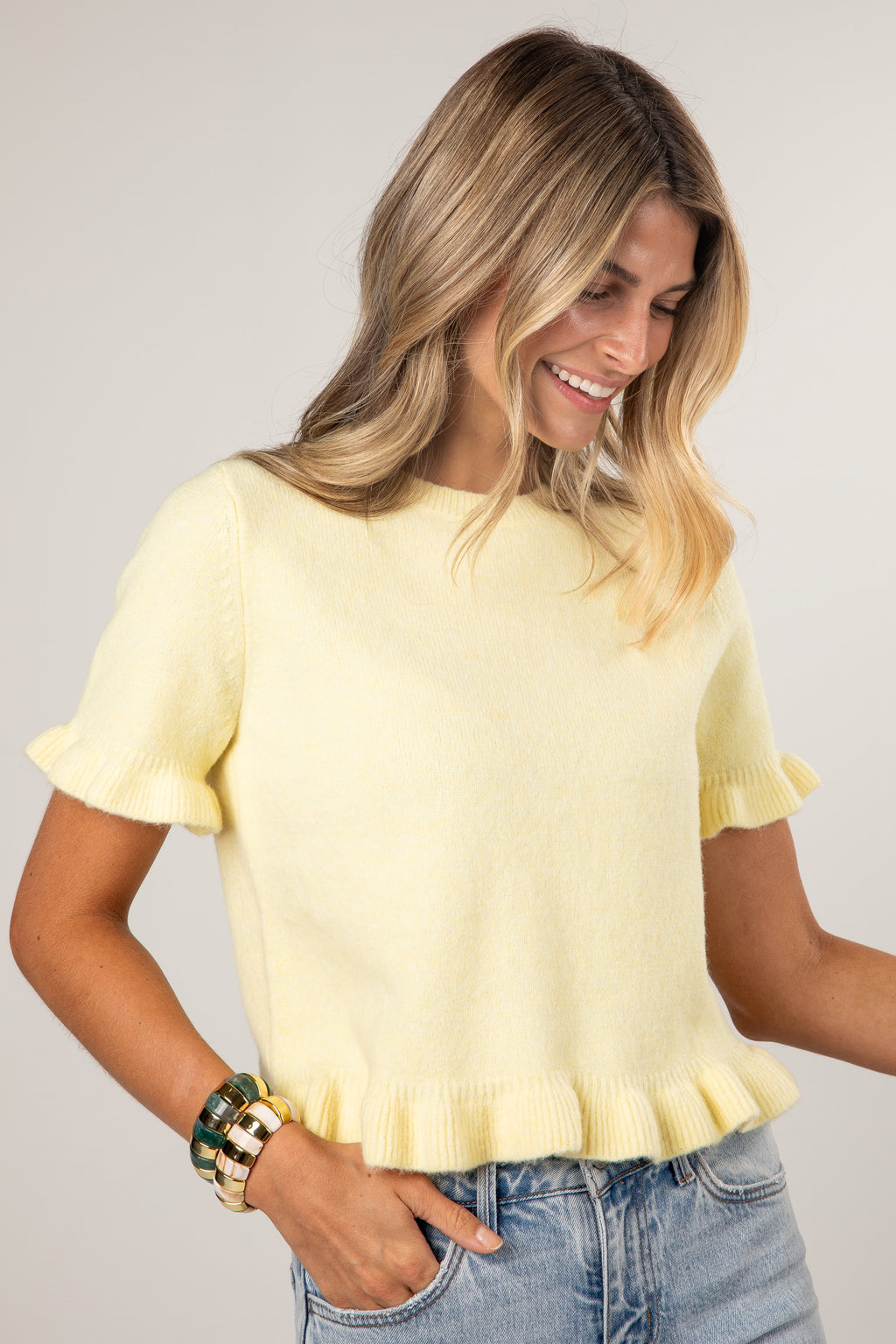 Just My Type Yellow Knit Top