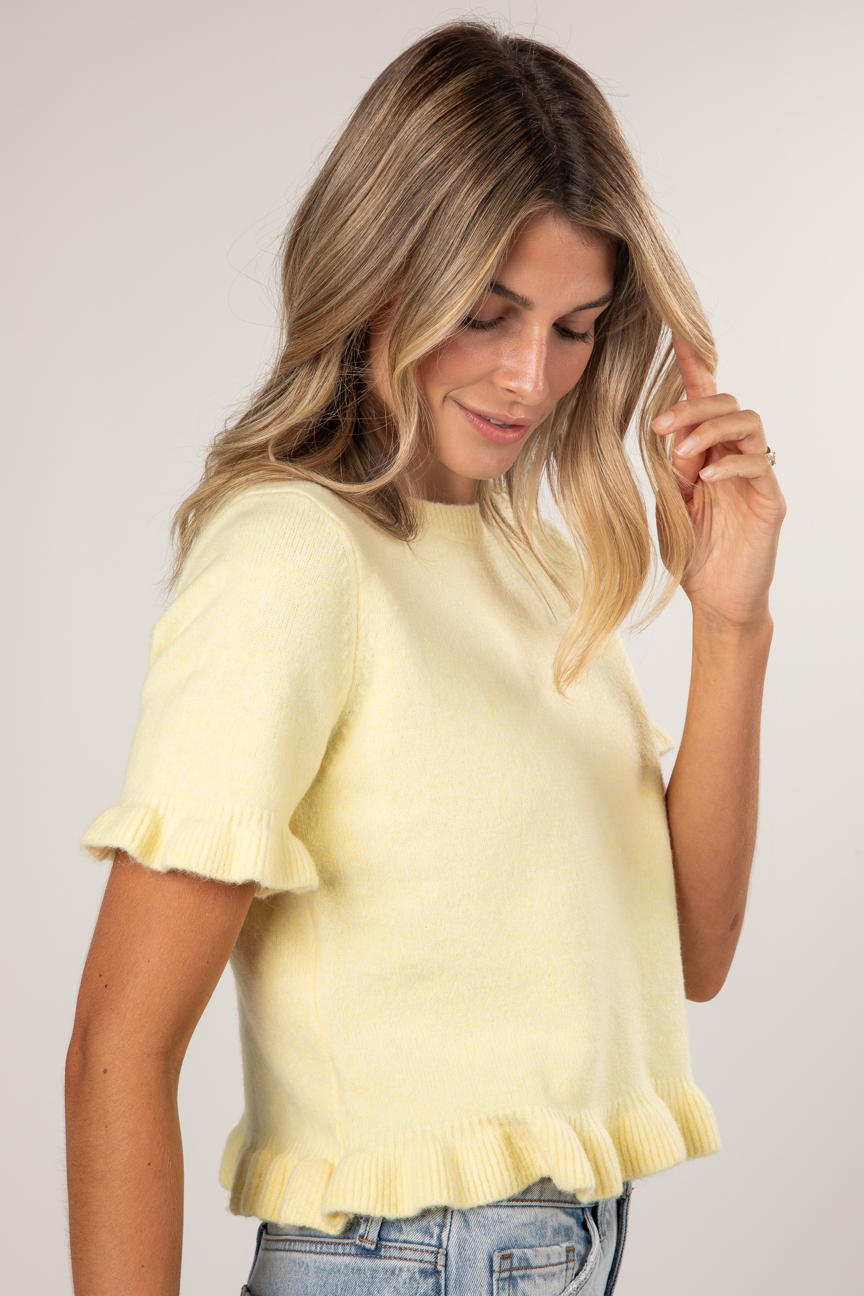 Just My Type Yellow Knit Top