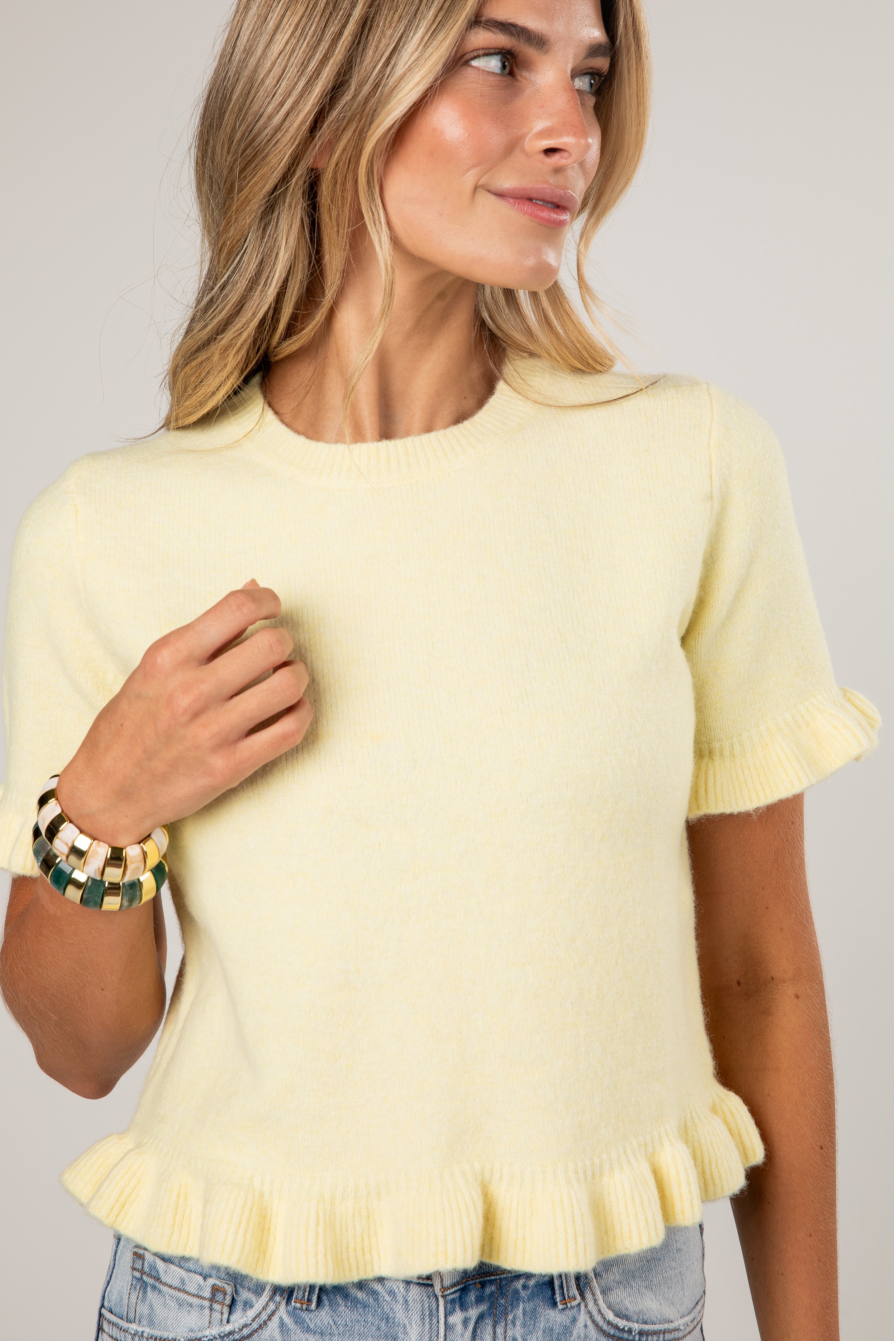 Just My Type Yellow Knit Top
